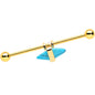 14 Gauge Blue Faux Turquoise Gold Tone Stone Hippie Industrial Barbell 38mm