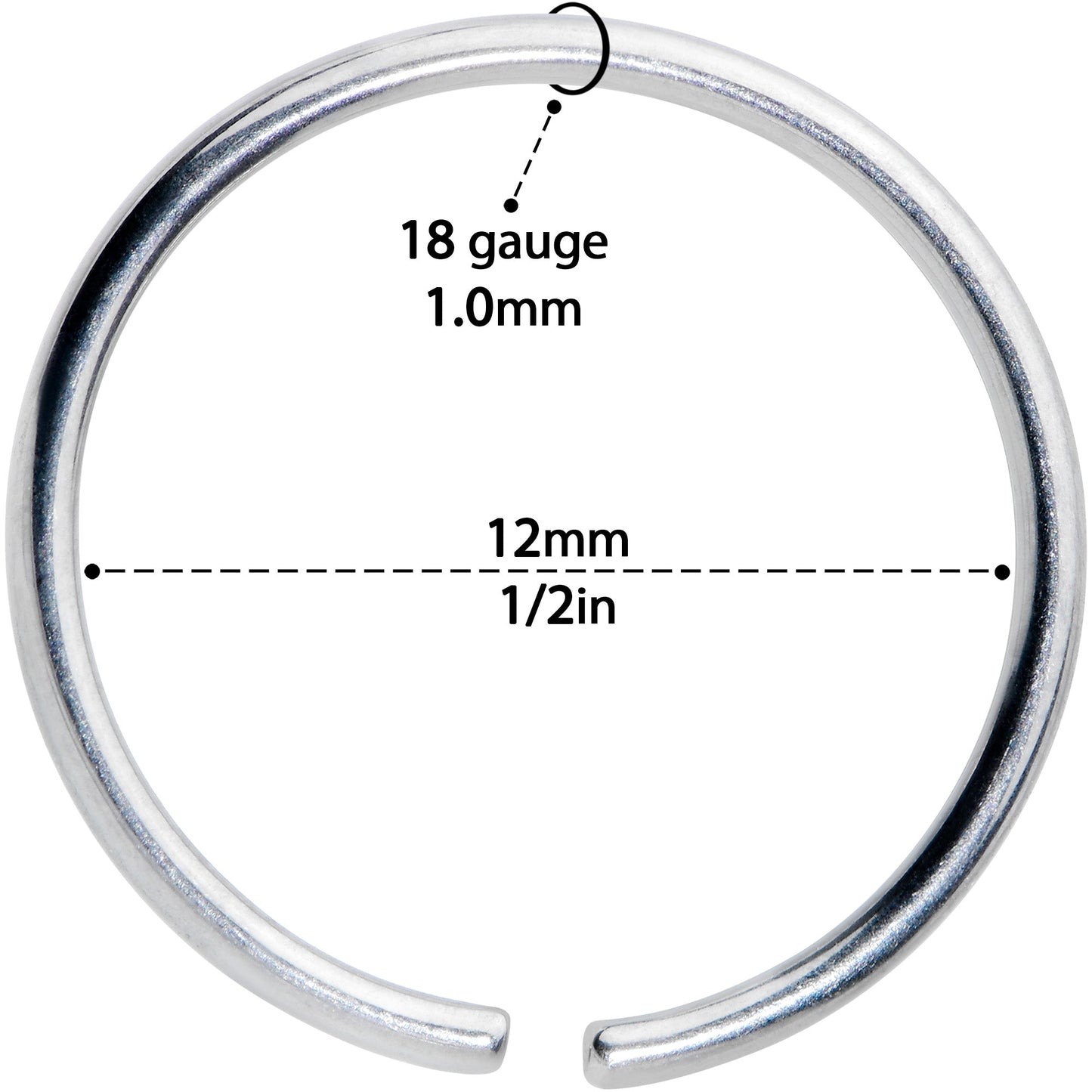 18 Gauge 1/2 Grade 23 Titanium Bendable Hoop Ring