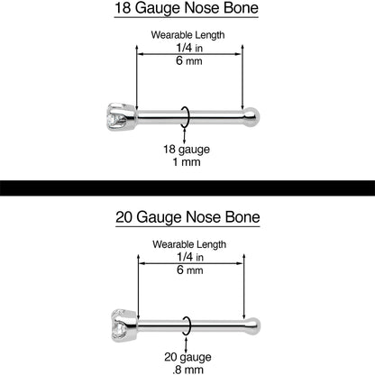 20 Gauge 1/4 Clear Gem Rhombus Retro Nose Bone