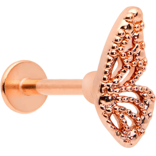 16 Gauge 5/16 Rose Gold Tone Textured Butterfly Labret Monroe Tragus