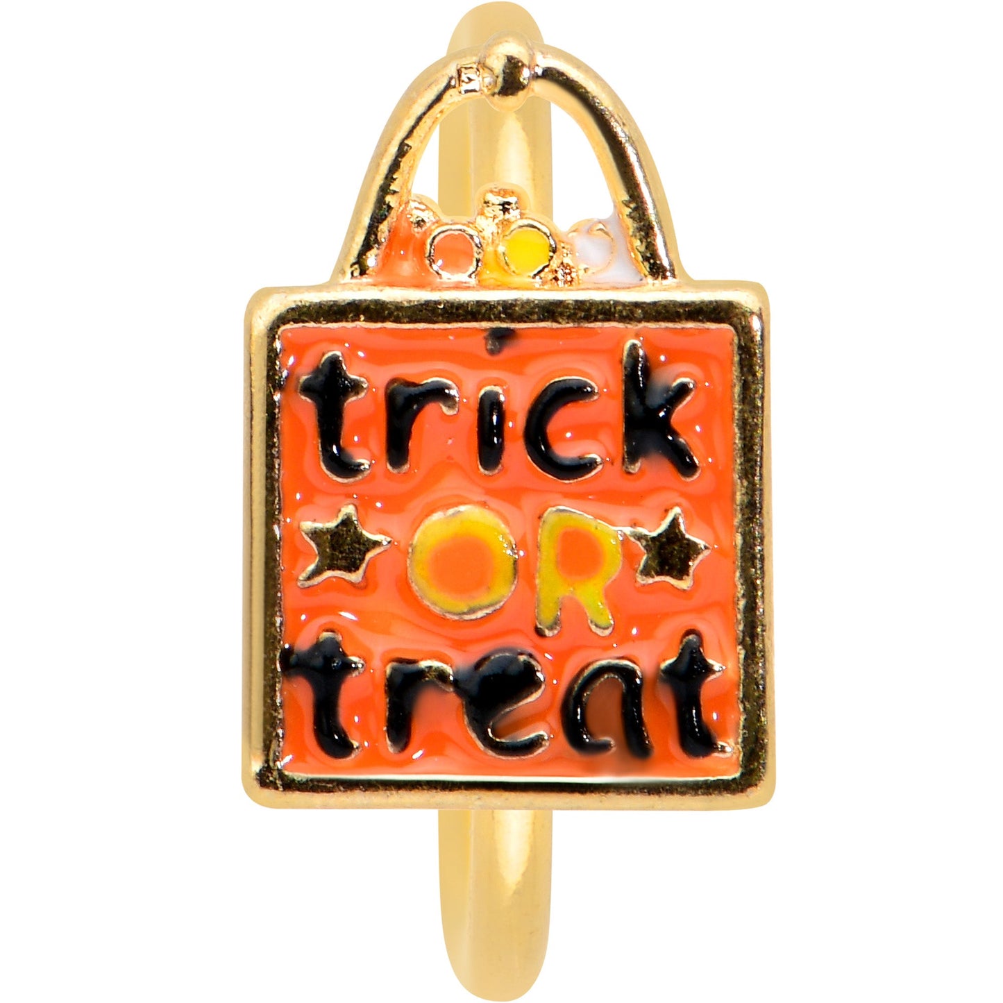 20 Gauge 5/16 Gold Tone Trick or Treat Bag Halloween Nose Hoop