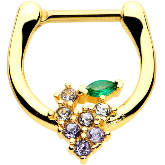 16 Gauge 5/16 Clear CZ Gem Gold Tone Bunch Grapes Cartilage Clicker