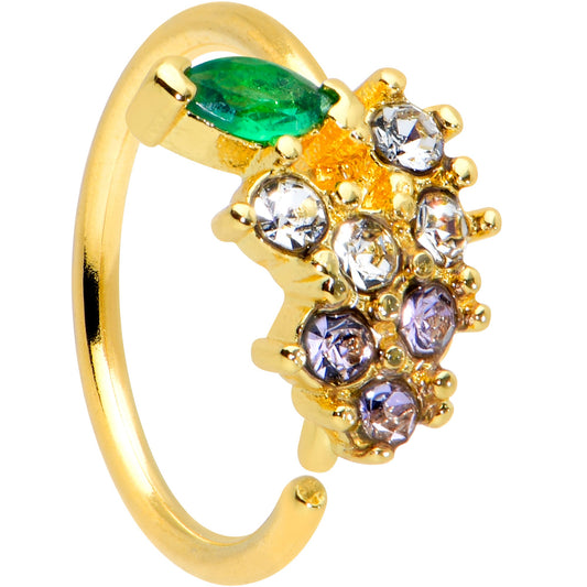 20 Gauge 5/16 Clear Cz Gem Gold Tone Bunch Grapes Nose Hoop