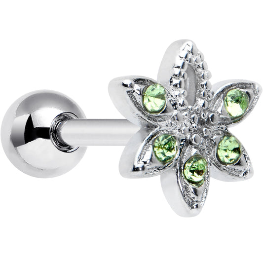 16 Gauge 1/4 Green Gem Texture Loopy Pot Leaf Cartilage Tragus Earring