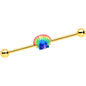 14 Gauge Gold Tone Rainbow Scallop Shell Industrial Barbell 38mm