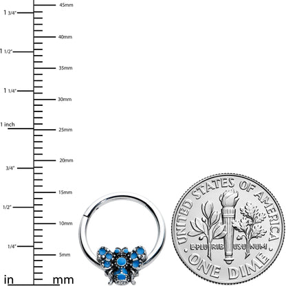 16 Gauge 3/8 Blue Textured Butterfly Hinged Segment Ring