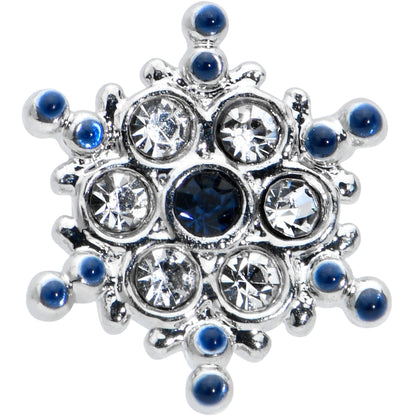 16 Gauge 1/4 Clear Blue Gem Festive Snowflake Cartilage Tragus Earring