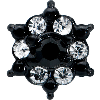 20 Gauge 1/4 Clear CZ Gem Black Abstract Sun Nose Bone