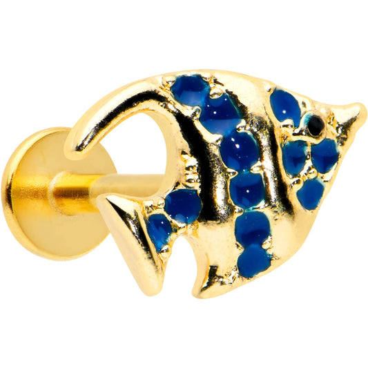 16 Gauge 5/16 Gold Tone Blue Adorable Angelfish Labret Monroe Tragus