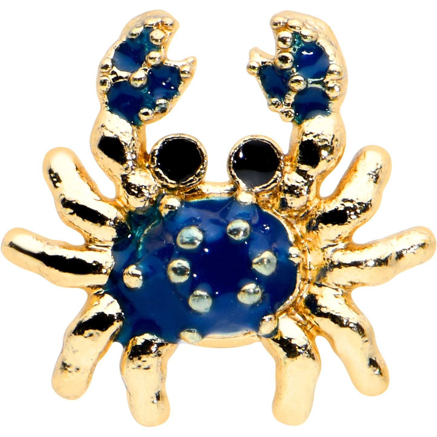 16 Gauge 1/4 Gold Tone Blue Crab Nautical Cartilage Tragus Earring