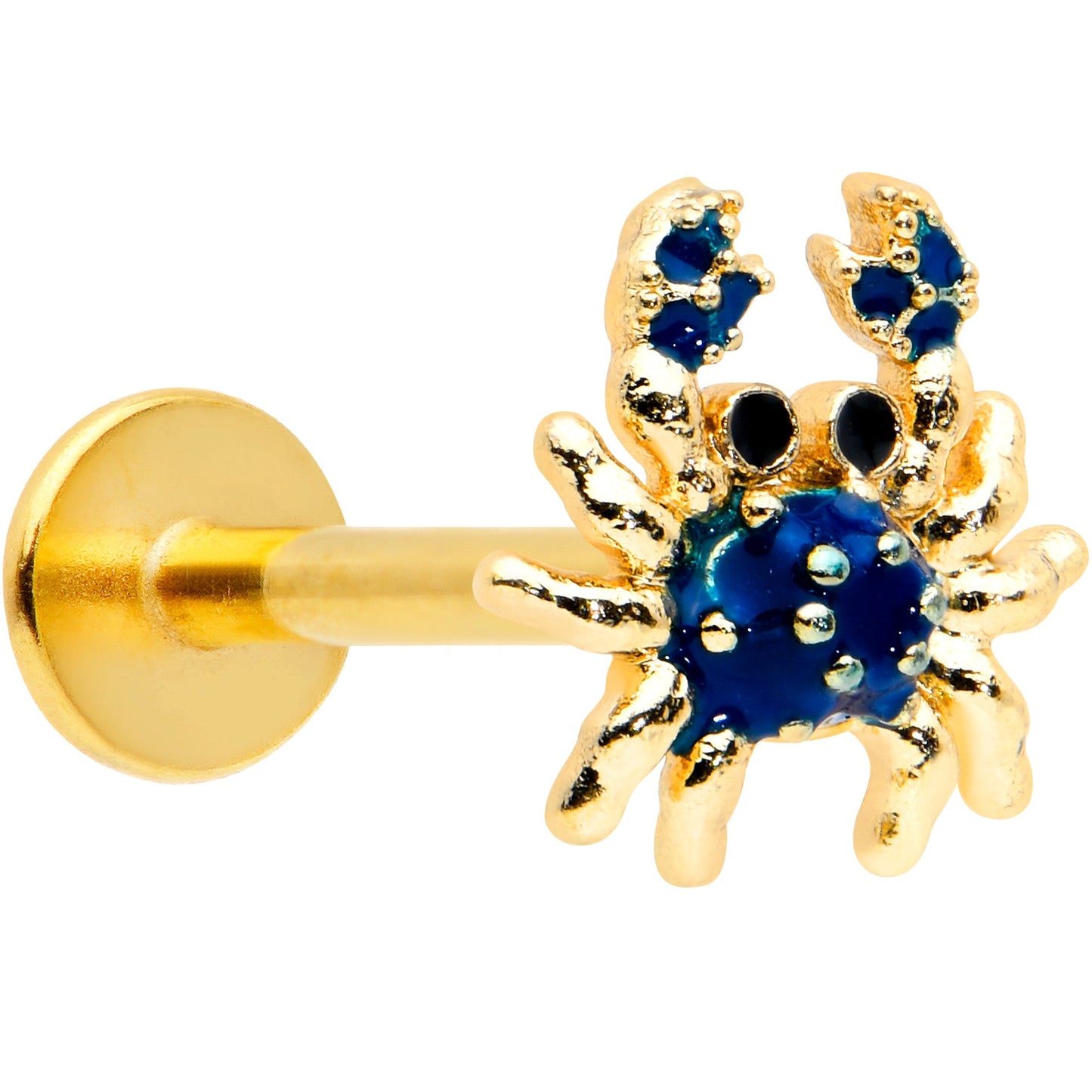 16 Gauge 5/16 Gold Tone Blue Crab Nautical Labret Monroe Tragus