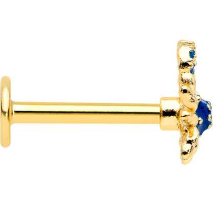 16 Gauge 5/16 Gold Tone Blue Crab Nautical Labret Monroe Tragus