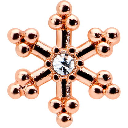 16 Gauge 1/4 Clear Gem Rose Gold Tone Pretty Snowflake Cartilage Tragus