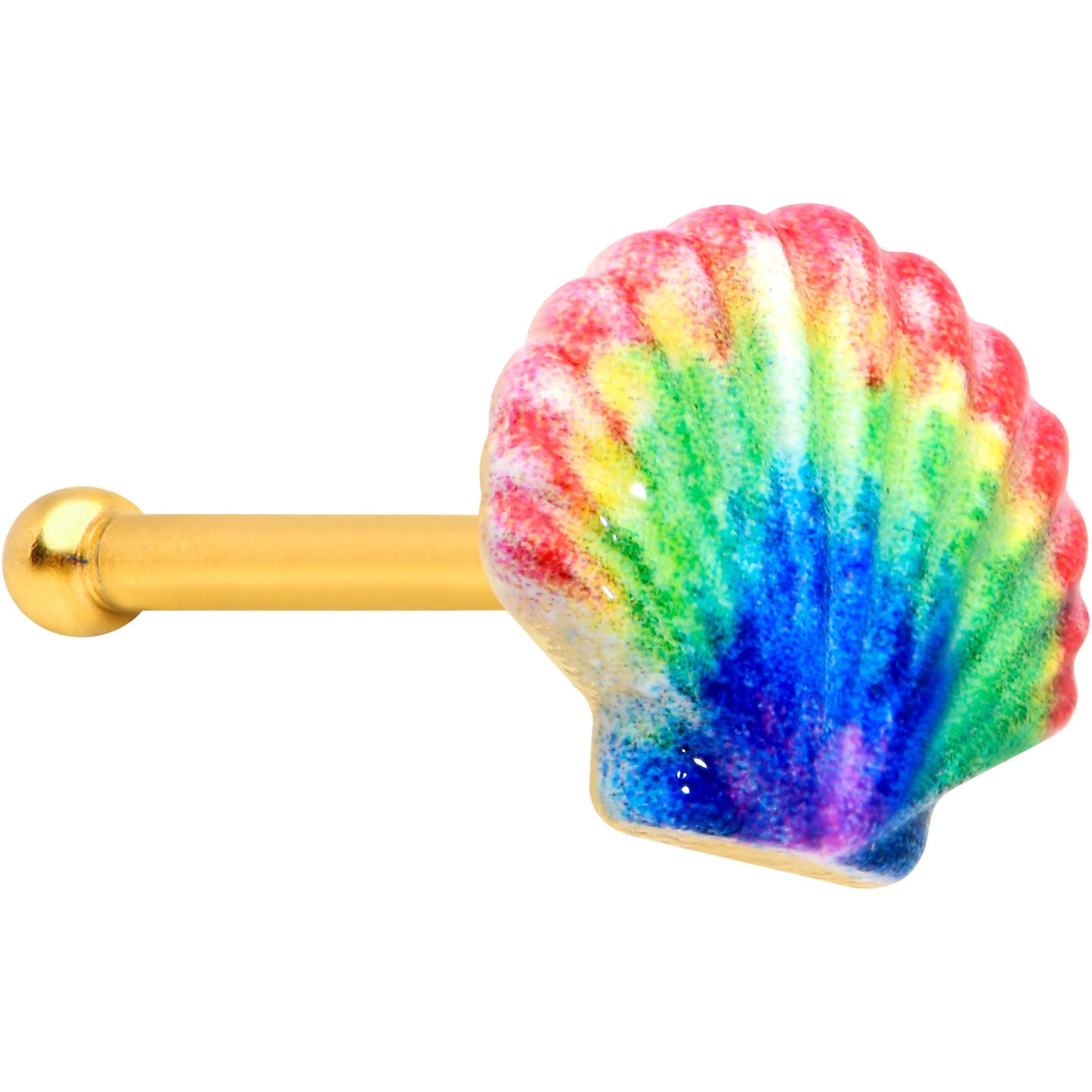 20 Gauge 1/4 Gold Tone Rainbow Scallop Shell Nose Bone