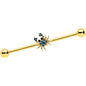 14 Gauge Blue Gem Gold Tone Blue Crab Nautical Industrial Barbell 38mm