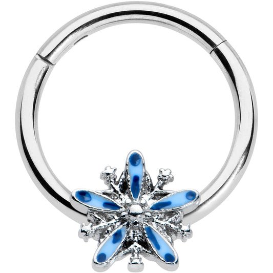 16 Gauge 3/8 Snowflake Blues Christmas Hinged Segment Ring