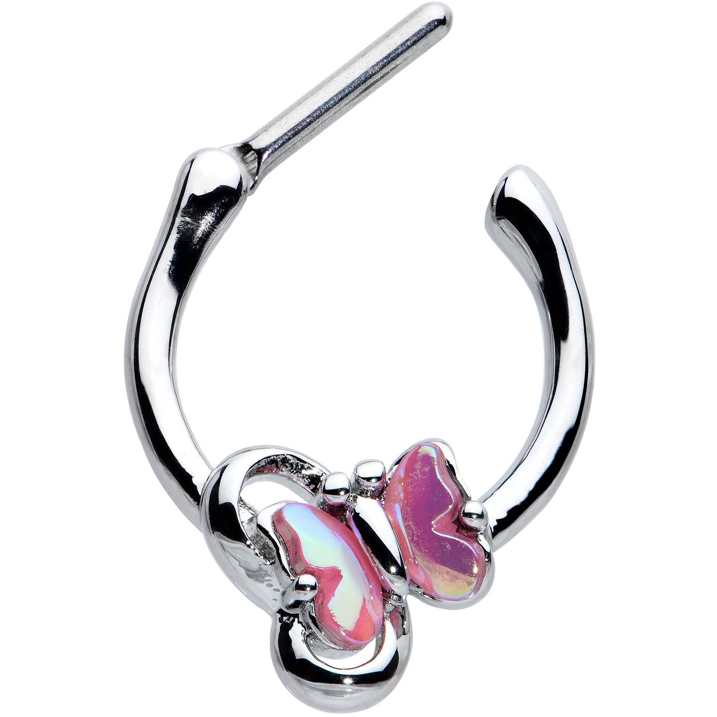 16 Gauge 5/16 Heart Pink Butterfly Cartilage Clicker