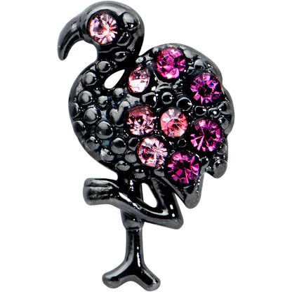 20 Gauge 1/4 Pink Gem Fashion Flamingo Black Nose Bone