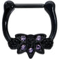 16 Gauge 5/16 Purple Gem Black Skull Blossom Cartilage Clicker