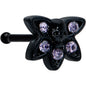 20 Gauge 1/4 Purple Gem Black Skull Blossom Nose Bone