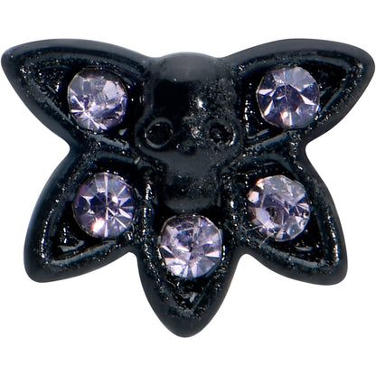 20 Gauge 1/4 Purple Gem Black Skull Blossom Nose Bone