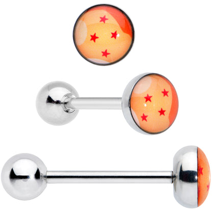 Licensed Dragonball Z Blue Red Star Kanji Barbell Tongue Ring Set of 4