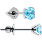 4mm Blue CZ Gem Implant Grade Titanium Stud Earrings