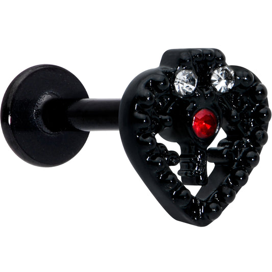 16 Gauge 5/16 Red Clear Gem Black Heart Key Labret Monroe Tragus