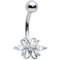 Clear CZ Gem Elegant Double Heart Baroque Belly Ring