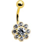 Clear Gem Gold Tone Whimsy Flower Belly Ring