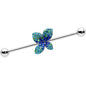 14 Gauge Blue Green Gem Glam Butterfly Industrial Barbell 38mm