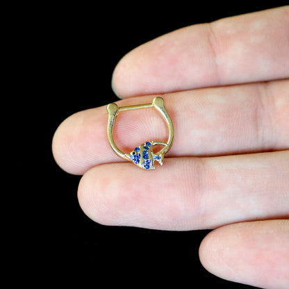 16 Gauge 5/16 Blue Gem Gold Tone Adorable Angelfish Cartilage Clicker