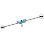 14 Gauge Blue Gem Simple Stylized Dragonfly Industrial Barbell 38mm