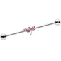 14 Gauge Pink Gem Simple Stylized Dragonfly Industrial Barbell 38mm