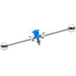 14 Gauge Blue Faux Opal Style Flower Industrial Barbell 38mm