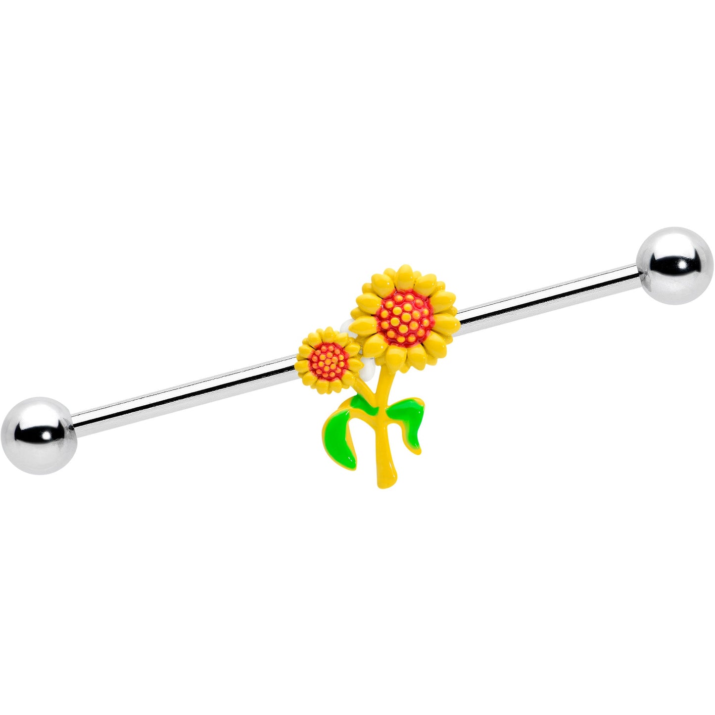 14 Gauge Happy Sunflower Duo Industrial Barbell 38mm