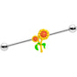 14 Gauge Happy Sunflower Duo Industrial Barbell 38mm