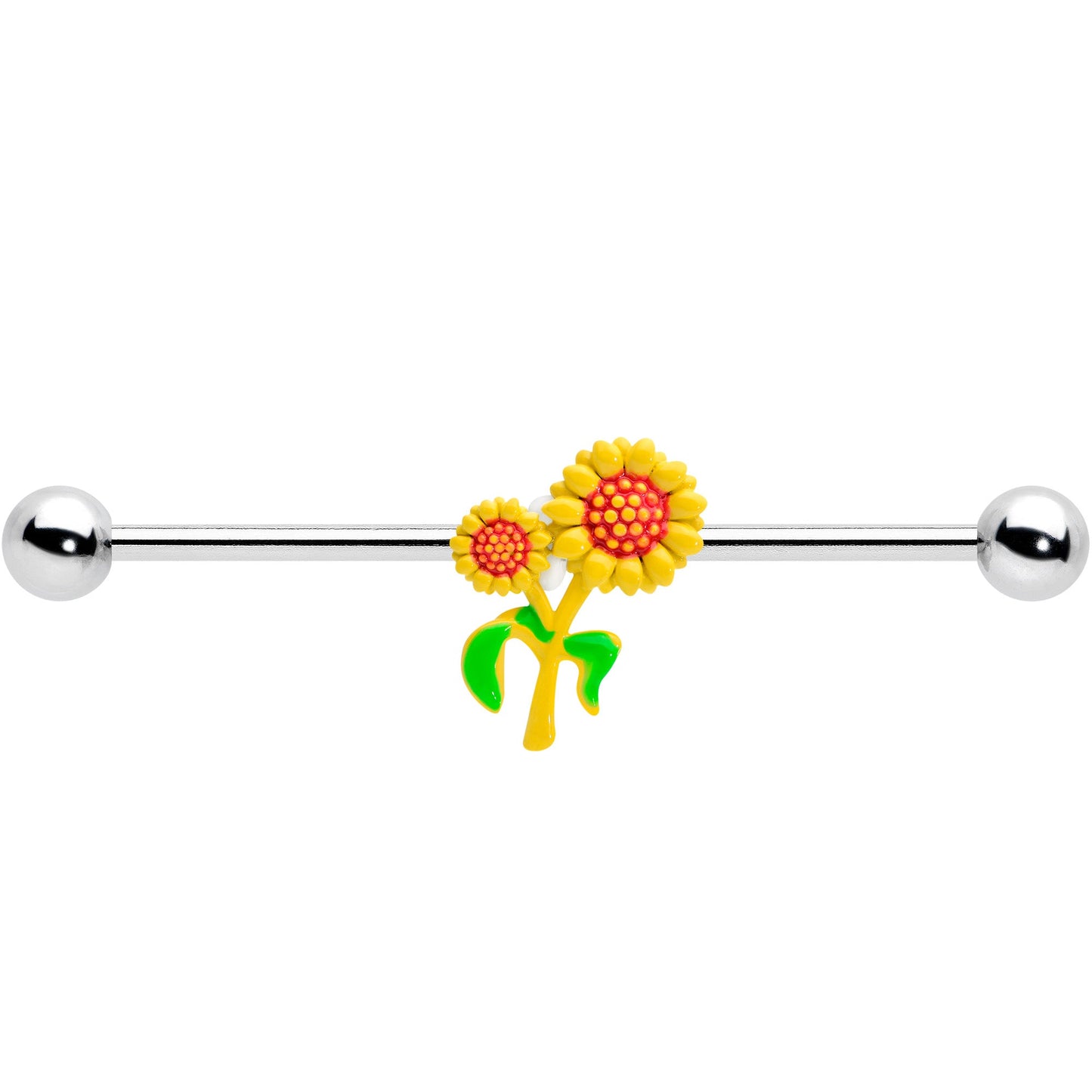 14 Gauge Happy Sunflower Duo Industrial Barbell 38mm