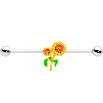 14 Gauge Happy Sunflower Duo Industrial Barbell 38mm