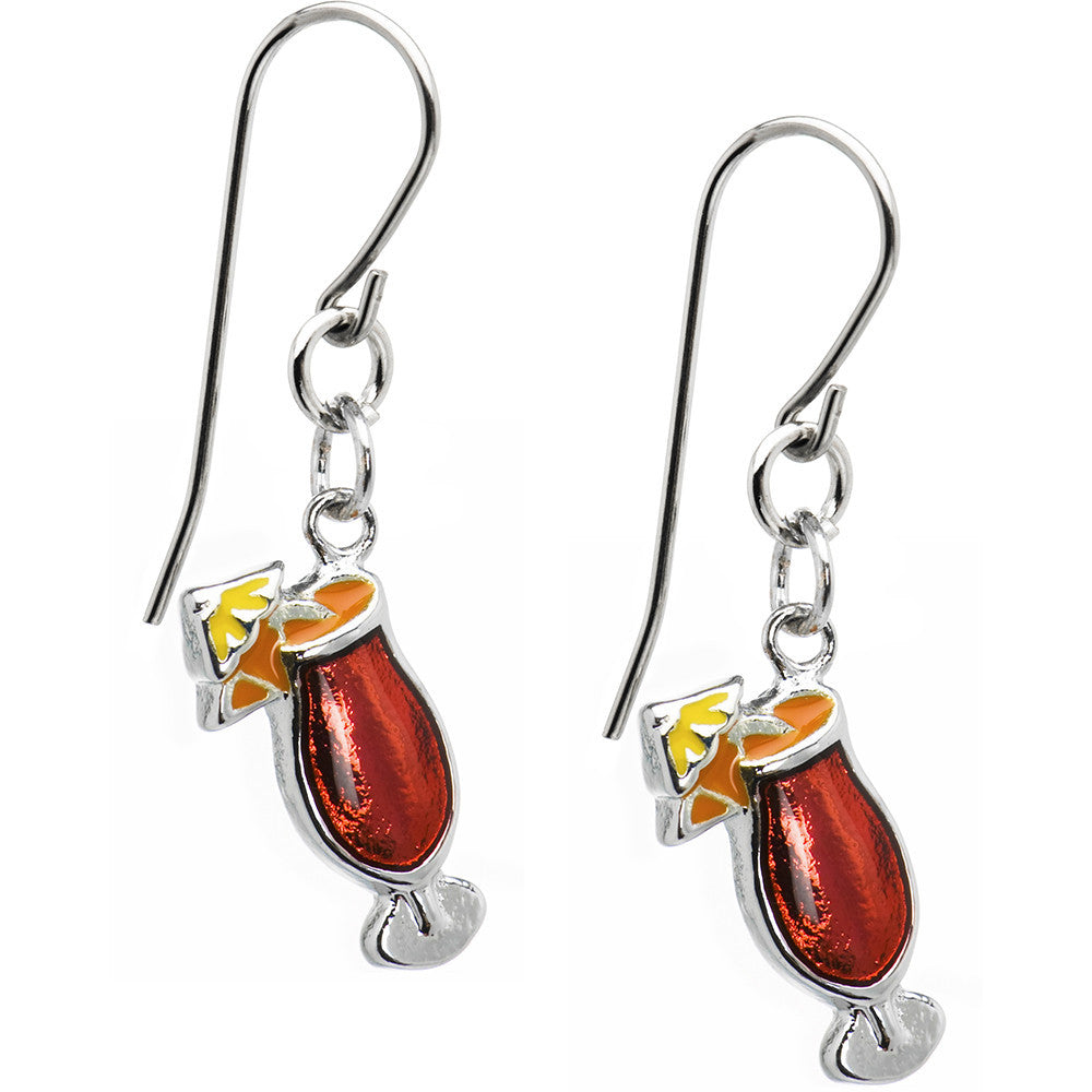 Red Tropical Drink Earrings