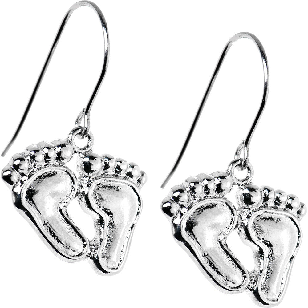 Stainless Steel Dangling Feet Earrings