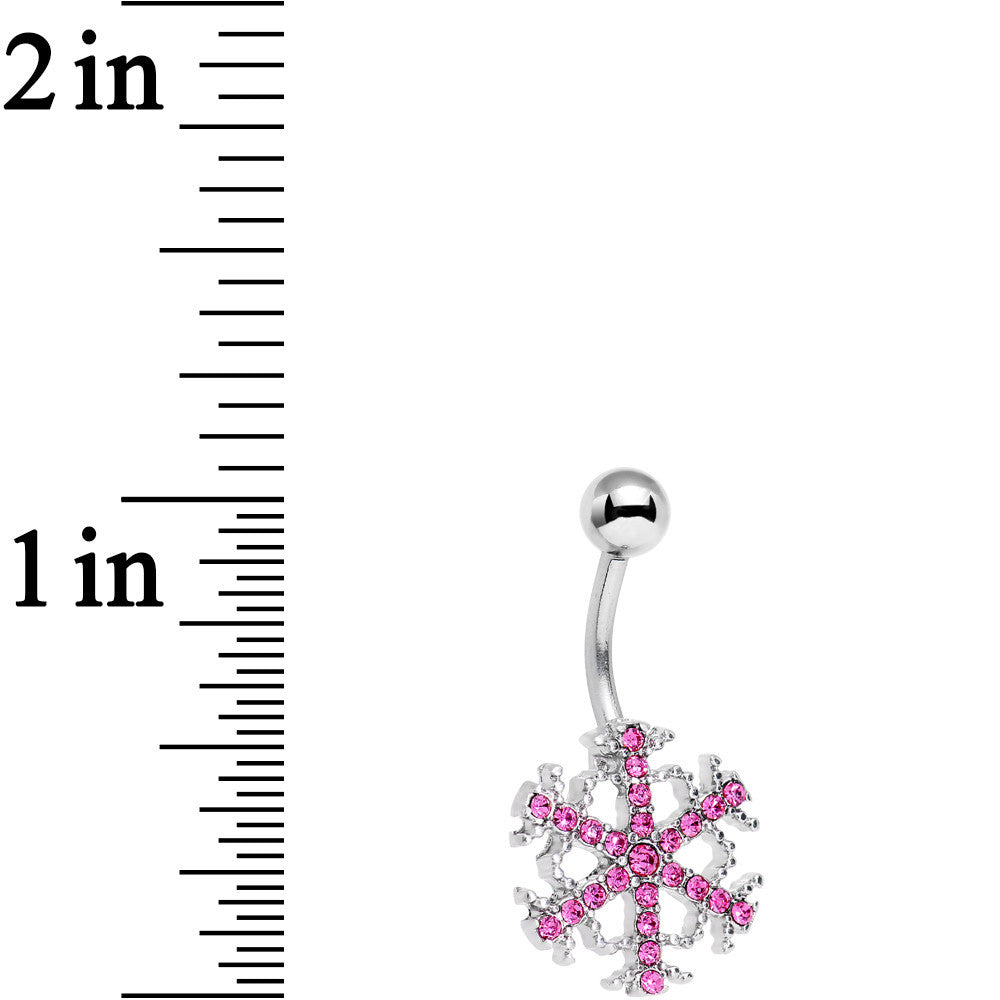 Pink Gem Wonderful Winter Snowflake Belly Ring