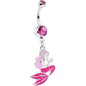 Pink Gem Precious Pink Mermaid Dangle Belly Ring