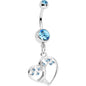 Brilliant Blue CZ Gem Tree of Life Heart Dangle Belly Ring