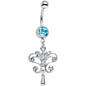Blue Gem Chandelier Double Dangle Belly Ring