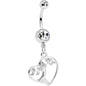 Clear CZ Gem Tree of Life Heart Dangle Belly Ring
