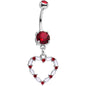 Red Gem White Whole Heart Dangle Belly Ring