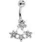 Clear Gem Field of Flowers Dangle Belly Ring