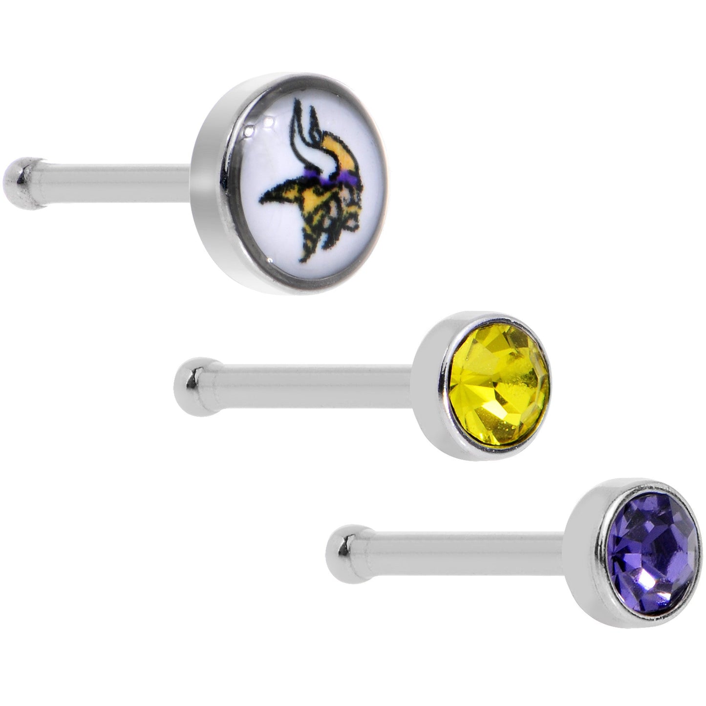 20 Gauge Licensed NFL Minnesota Vikings Logo Nose Bone 3 Pack Set