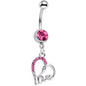 Pink Gem Love in Your Heart Dangle Belly Ring